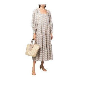 Ulla Johnson Georgina Midi Dress Sz 2, Beige & Gray